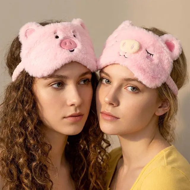 Alt view image 4 of 7 - 2 Pcs Pig Sleep Mask,Comfortable Kids Sleep Masks Girls,Sleeps Mask Plush Blindfold Satin for Women Men Travel Nap