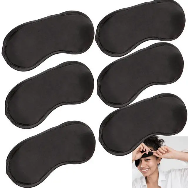 Main image of 6 Pack Blindfold Eye Mask Cover Sleep Mask for Party Games Travel Sleep Team Build Party Supply with Adjustable Strap for Women Men Kids, Black
