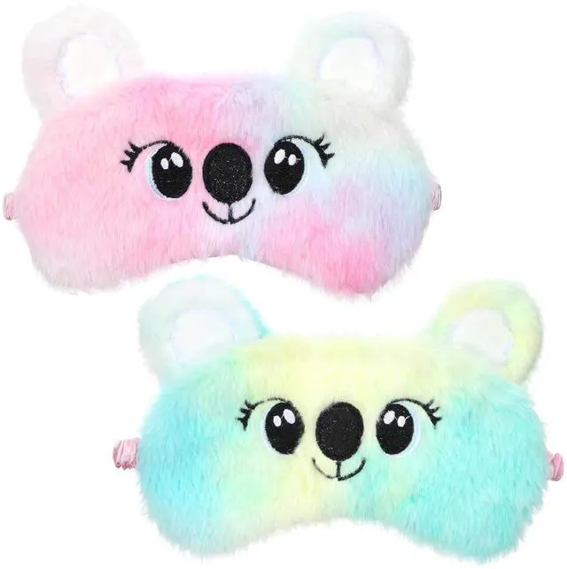 Main image of Koala Sleep Mask, 2 Pcs Cute Soft Plush Sleeping Eye Mask Colorful Sleep Masks Comfortable Funny Animal Sleeping Blindfold Cover for Women Home Travel Sleepover Party (Koala Style)