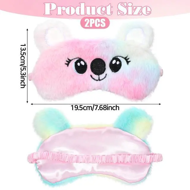 Alt view image 2 of 7 - Koala Sleep Mask, 2 Pcs Cute Soft Plush Sleeping Eye Mask Colorful Sleep Masks Comfortable Funny Animal Sleeping Blindfold Cover for Women Home Travel Sleepover Party (Koala Style)