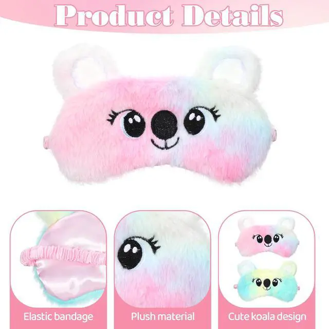 Alt view image 3 of 7 - Koala Sleep Mask, 2 Pcs Cute Soft Plush Sleeping Eye Mask Colorful Sleep Masks Comfortable Funny Animal Sleeping Blindfold Cover for Women Home Travel Sleepover Party (Koala Style)