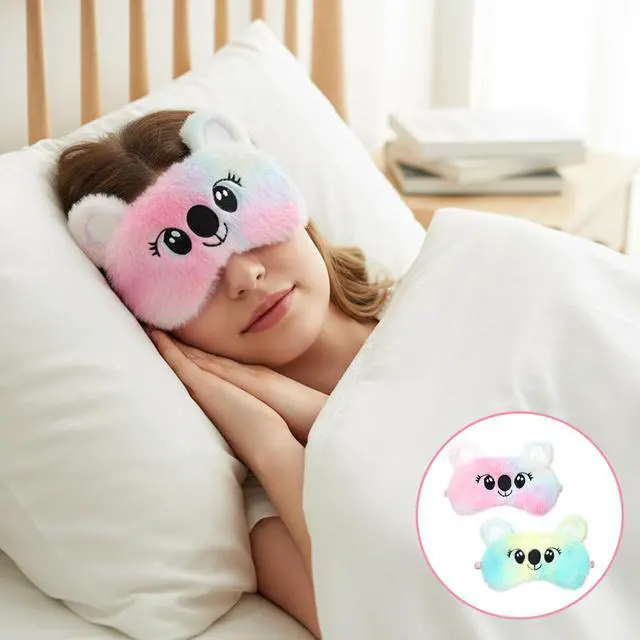 Alt view image 4 of 7 - Koala Sleep Mask, 2 Pcs Cute Soft Plush Sleeping Eye Mask Colorful Sleep Masks Comfortable Funny Animal Sleeping Blindfold Cover for Women Home Travel Sleepover Party (Koala Style)