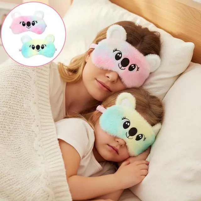 Alt view image 5 of 7 - Koala Sleep Mask, 2 Pcs Cute Soft Plush Sleeping Eye Mask Colorful Sleep Masks Comfortable Funny Animal Sleeping Blindfold Cover for Women Home Travel Sleepover Party (Koala Style)