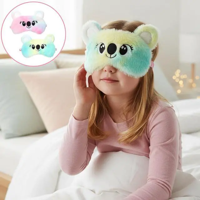 Alt view image 6 of 7 - Koala Sleep Mask, 2 Pcs Cute Soft Plush Sleeping Eye Mask Colorful Sleep Masks Comfortable Funny Animal Sleeping Blindfold Cover for Women Home Travel Sleepover Party (Koala Style)