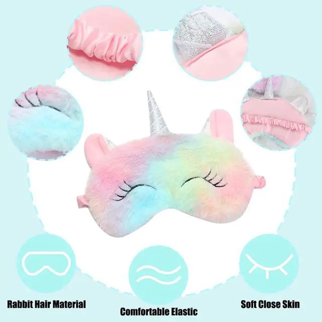 Alt view image 2 of 6 - 2 Pcs Cute Sleep Mask Cute Animal Sleep Mask Soft Plush Blindfold Eye Covers for Women Girls Kids