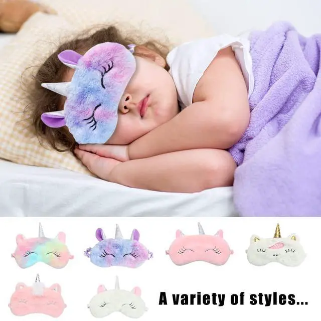 Alt view image 3 of 6 - 2 Pcs Cute Sleep Mask Cute Animal Sleep Mask Soft Plush Blindfold Eye Covers for Women Girls Kids