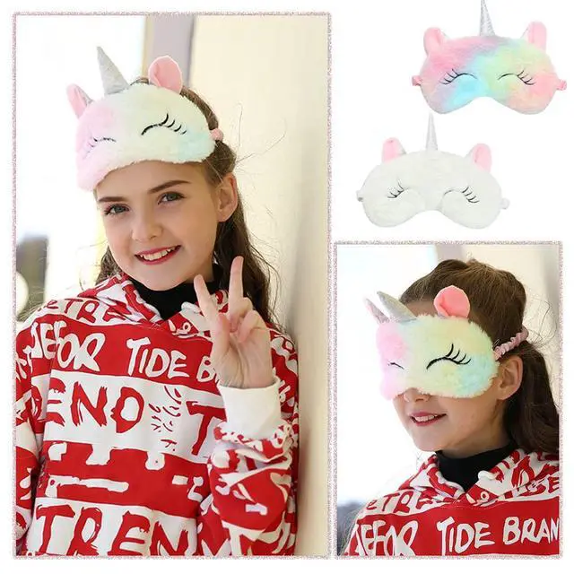 Alt view image 4 of 6 - 2 Pcs Cute Sleep Mask Cute Animal Sleep Mask Soft Plush Blindfold Eye Covers for Women Girls Kids