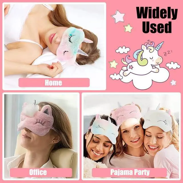Alt view image 5 of 6 - 2 Pcs Cute Sleep Mask Cute Animal Sleep Mask Soft Plush Blindfold Eye Covers for Women Girls Kids