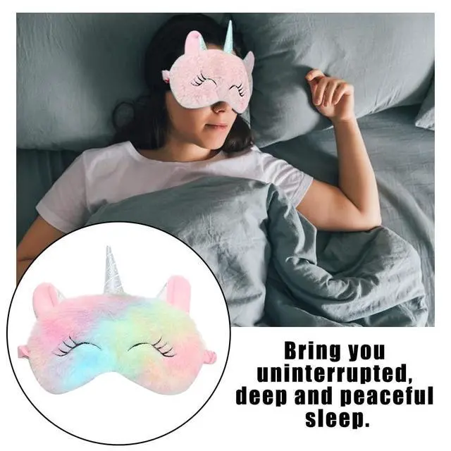 Alt view image 6 of 6 - 2 Pcs Cute Sleep Mask Cute Animal Sleep Mask Soft Plush Blindfold Eye Covers for Women Girls Kids