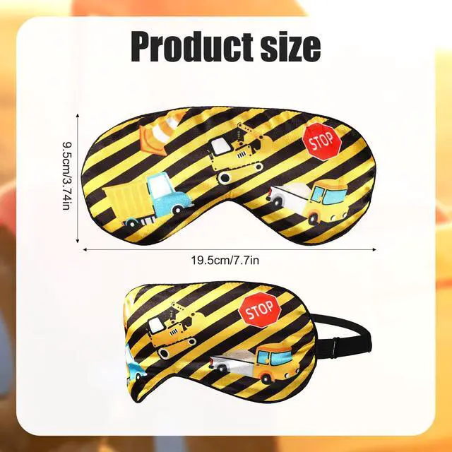 Alt view image 2 of 7 - Construction Sleep Mask, Adjustable Eye Mask for Sleeping Soft and Comfortable Sleep Mask for Kids Boys Girls Men Women Architectural Design Blackout Eye Shade Cover for Travel and Night Sleep