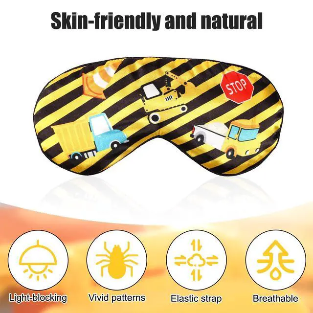 Alt view image 3 of 7 - Construction Sleep Mask, Adjustable Eye Mask for Sleeping Soft and Comfortable Sleep Mask for Kids Boys Girls Men Women Architectural Design Blackout Eye Shade Cover for Travel and Night Sleep