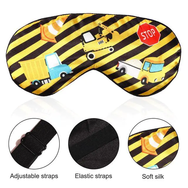Alt view image 4 of 7 - Construction Sleep Mask, Adjustable Eye Mask for Sleeping Soft and Comfortable Sleep Mask for Kids Boys Girls Men Women Architectural Design Blackout Eye Shade Cover for Travel and Night Sleep