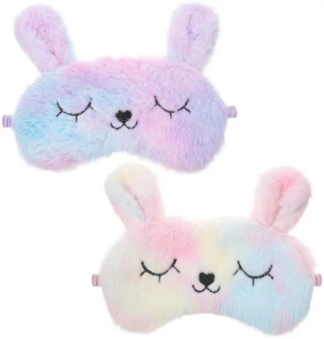 Main image of Sleep Mask for Kids, 2 Pcs Cute Rabbit Plush Kids Eye Mask for Sleeping Soft Comfortable Blindfold Funny Animal Night Eye Masks for Women Girls Home Travel Nap (Multicolor)