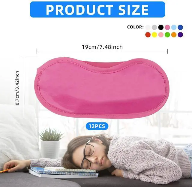Alt view image 2 of 6 - 12pcs Eye Mask Sleep Masks Blindfolds Multicolor Sleeping Mask Blindfold Eye Cover Team Building Games Party with Nose Pad and Adjustable Strap for Women Men Kids