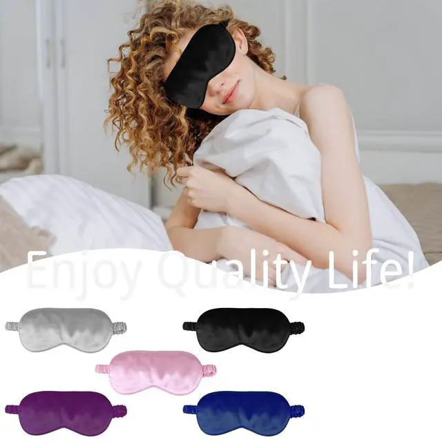 Alt view image 6 of 7 - 1 Pack Sleep Mask, Silk Eye Mask with Elastic Strap, Blindfold, Soft Silk Sleeping Mask for Girls, Women, Men (DarkBlue)