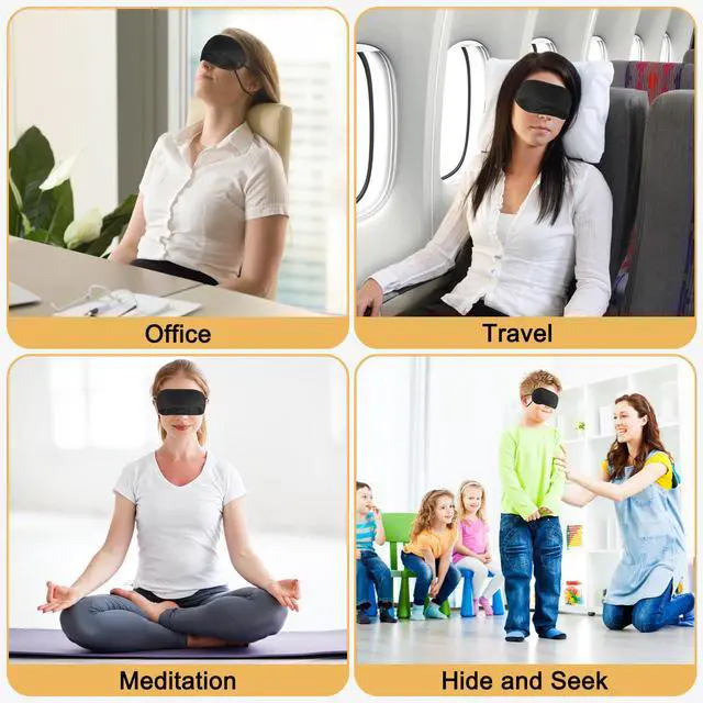 Alt view image 6 of 7 - 10 Pcs Blindfold Sleep Eye Masks for Party Games Adults Couples Travel, Party Favors for Men Adults, Individually Wrapped Sleep Masks Bulk for Women Men Kids, Eye Covers for Sleeping (Black)