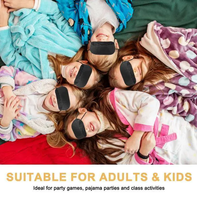 Alt view image 7 of 7 - 10 Pcs Blindfold Sleep Eye Masks for Party Games Adults Couples Travel, Party Favors for Men Adults, Individually Wrapped Sleep Masks Bulk for Women Men Kids, Eye Covers for Sleeping (Black)