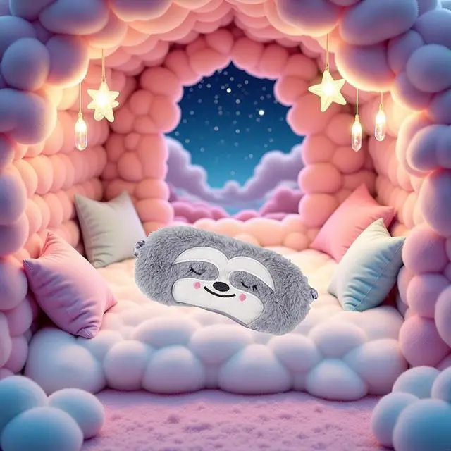 Alt view image 3 of 7 - Cute Sloth Sleeping Mask, Soft Fluffy Plush Blindfold Funny Novelty Animal Sleep Mask Eye Cover Eyeshade for Kids Girls Boys Women Men Night Nap Travel Meditation