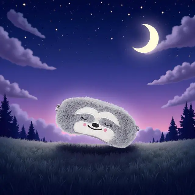 Alt view image 6 of 7 - Cute Sloth Sleeping Mask, Soft Fluffy Plush Blindfold Funny Novelty Animal Sleep Mask Eye Cover Eyeshade for Kids Girls Boys Women Men Night Nap Travel Meditation