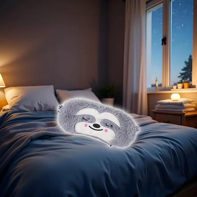 Alt view image 5 of 7 - Cute Sloth Sleeping Mask, Soft Fluffy Plush Blindfold Funny Novelty Animal Sleep Mask Eye Cover Eyeshade for Kids Girls Boys Women Men Night Nap Travel Meditation