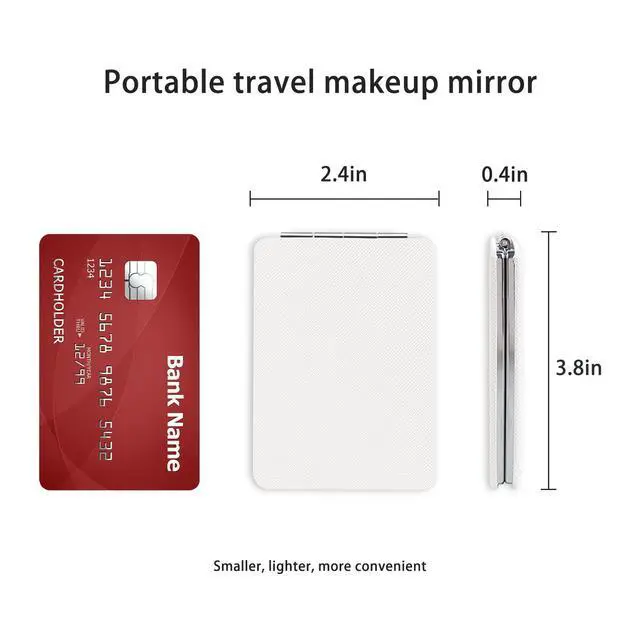 Alt view image 3 of 6 - Portable Beauty Mirror with Leather Cover, Double-Sided 1X/2X PU Leather Makeup Small Pocket Mirror, Portable for for Women Home Office - White