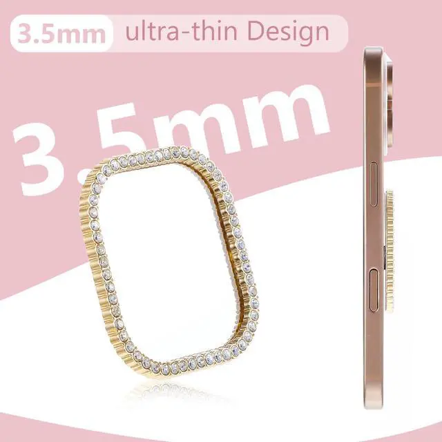 Alt view image 5 of 7 - 2Pcs Mirror Phone Case, Square Phone Mirrors, Cellphone Stick-On Mirror with Adhesive Tape, Cases Mirrors with Gold Zinc Alloy Frame, for Back
