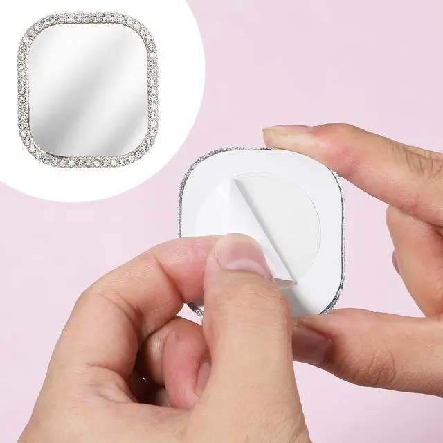 Alt view image 5 of 7 - Phone Mirror Stick On Cellphone Stick-On Mirrors Square Phone Mirror with Adhesive Tape Rectangle Mirrors Smartphone Charm Silver Zinc Alloy Frame for Smartphone Phones Case Decoration