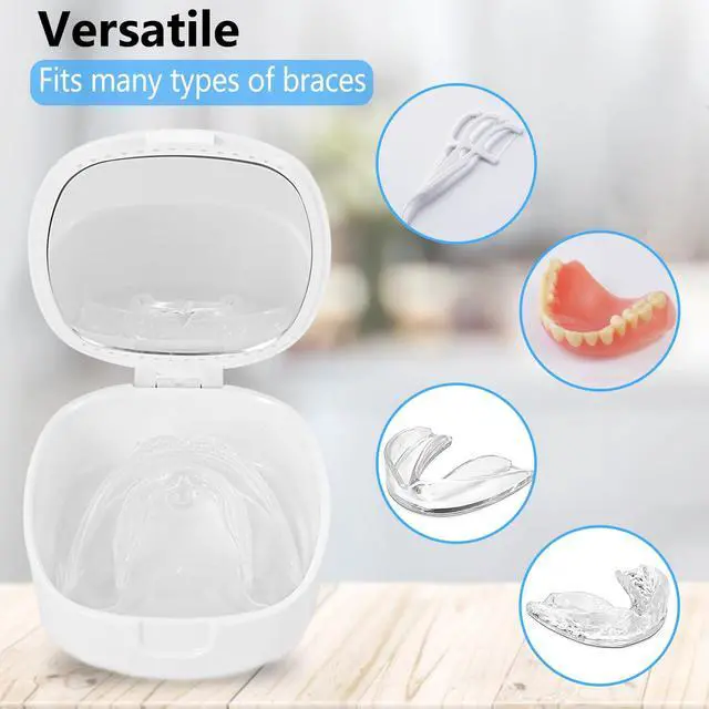 Alt view image 5 of 7 - Retainer Case,Denture Case With Mirror and Ventilation Holes,Pink Flower | Night Guard Mouth Guard Case,Breathable, easy to clean, safe, sturdy, Everyday and Travel Use