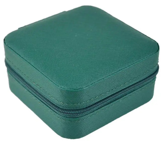 Alt view image 3 of 7 - Travel Jewelry Case Box Organizer with Mirror, Jewelry Storage,Green,1 Pcs
