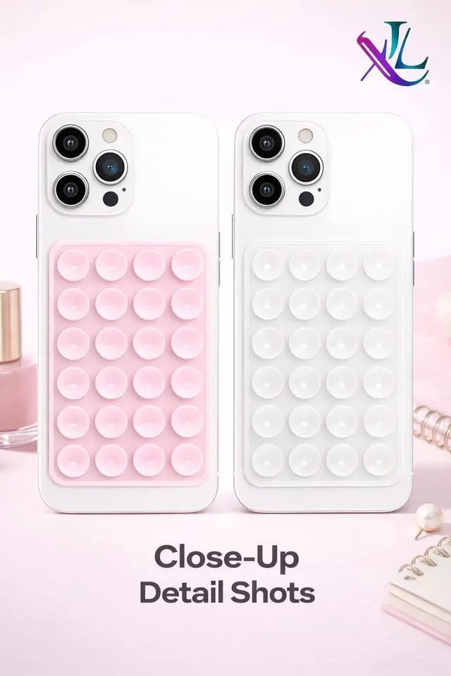 Alt view image 5 of 7 - Suction Phone Mount with 24 Strong Suction Cups, Adhesive Phone Holder for Mirror & Glass, Hands Free Phone Grip for Filming, Silicone Suction Cup Mount for iPhone & Android, Strong Stick Case Mount