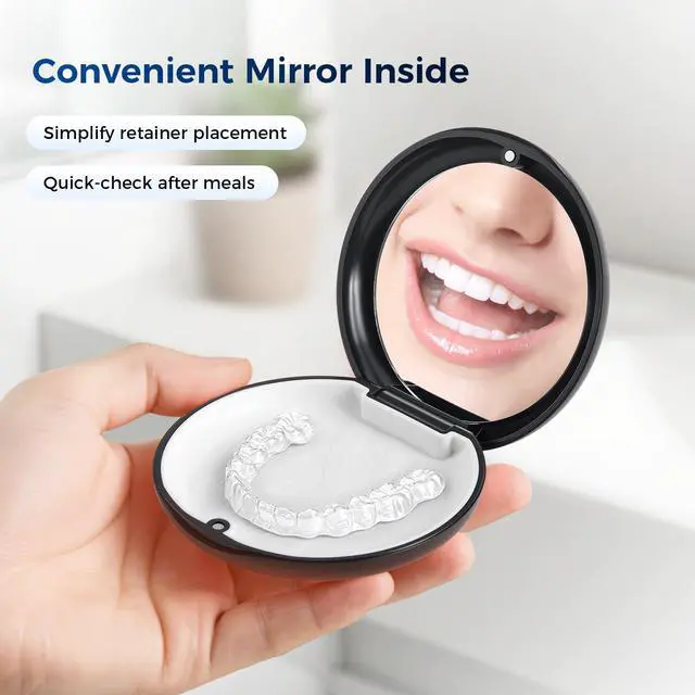 Alt view image 5 of 7 - Retainer Case, Mouth Guard Case with Mirror, Black