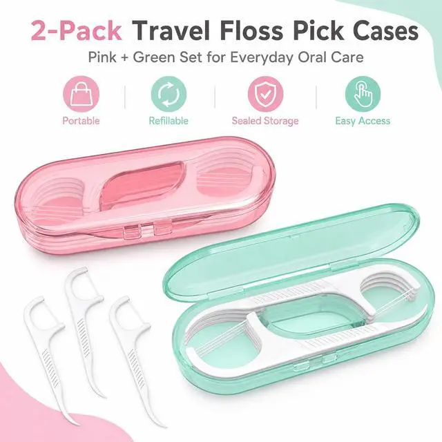 Alt view image 2 of 7 - Dental Floss Picks Portable Dispenser, Travel Flossers Holder Case | Flossing for Teeth Cleaning, Oral CareEssentials for Home, Office and Travel Refillable