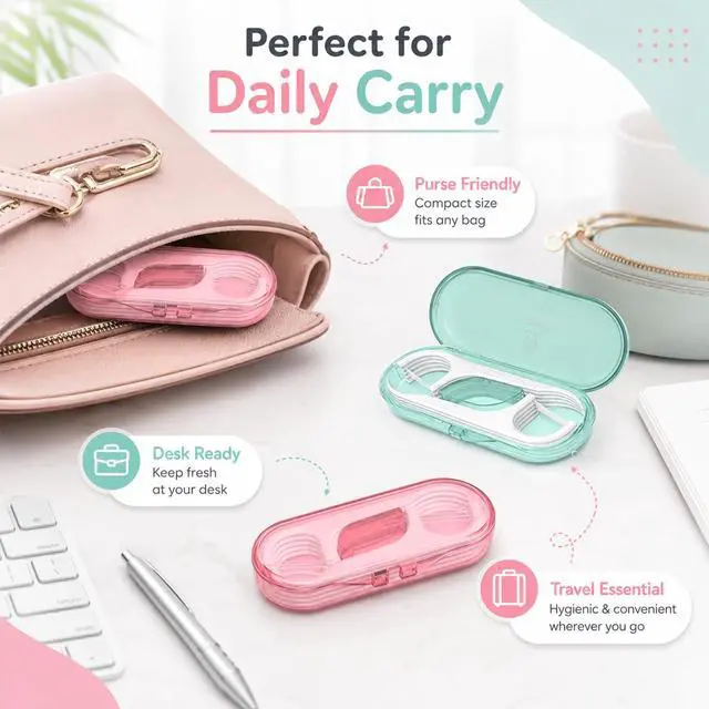 Alt view image 6 of 7 - Dental Floss Picks Portable Dispenser, Travel Flossers Holder Case | Flossing for Teeth Cleaning, Oral CareEssentials for Home, Office and Travel Refillable