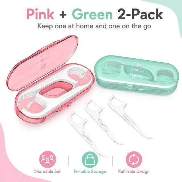 Alt view image 7 of 7 - Dental Floss Picks Portable Dispenser, Travel Flossers Holder Case | Flossing for Teeth Cleaning, Oral CareEssentials for Home, Office and Travel Refillable