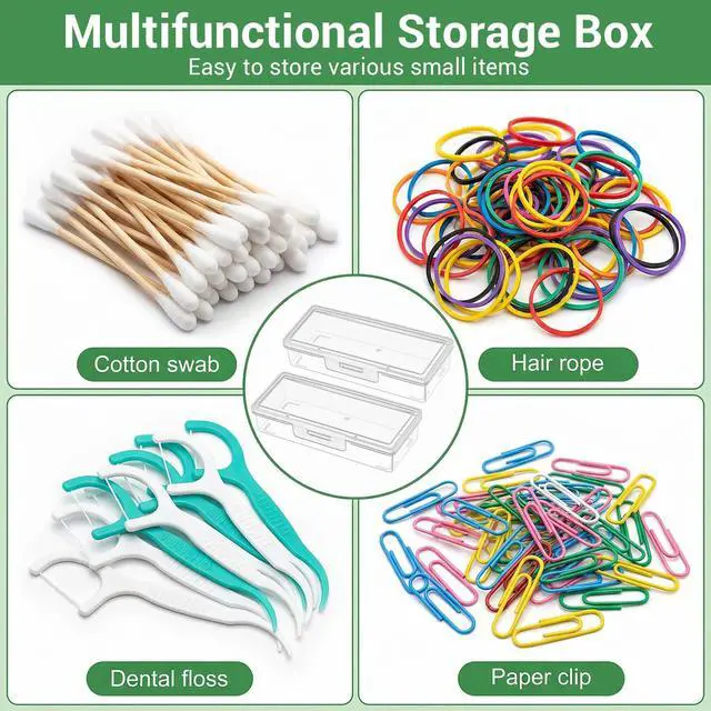Alt view image 2 of 7 - 3 x Plastic Cotton Swab Holder Clear Dental Floss Picks Storage Box | Small, Flossers, Cotton Pad Holder, with Dustproof Lid, Travel, Toothpick, Floss, Qtip Buds, Portable Case
