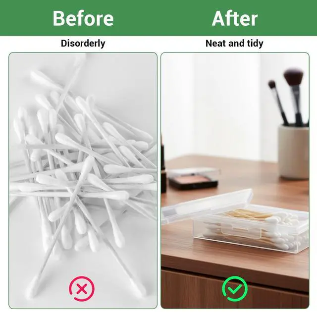 Alt view image 5 of 7 - 3 x Plastic Cotton Swab Holder Clear Dental Floss Picks Storage Box | Small, Flossers, Cotton Pad Holder, with Dustproof Lid, Travel, Toothpick, Floss, Qtip Buds, Portable Case