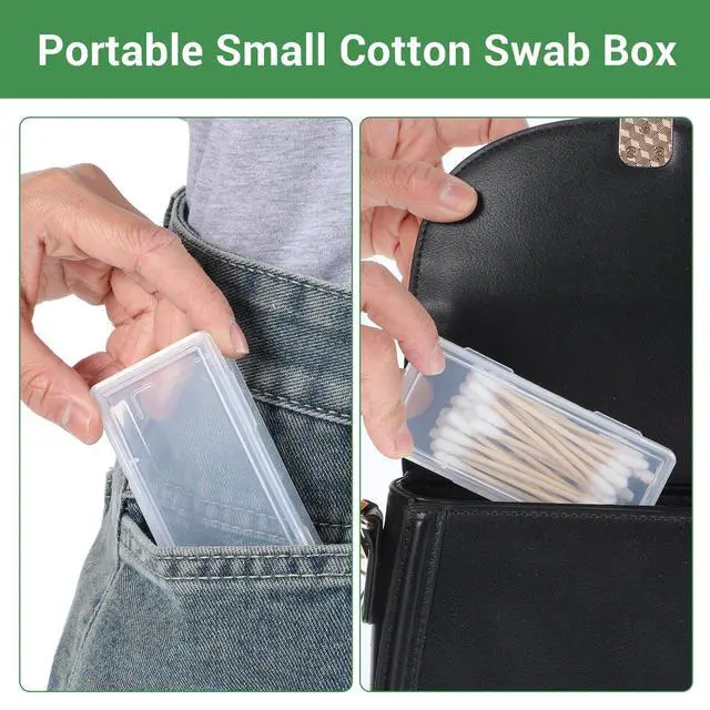 Alt view image 7 of 7 - 3 x Plastic Cotton Swab Holder Clear Dental Floss Picks Storage Box | Small, Flossers, Cotton Pad Holder, with Dustproof Lid, Travel, Toothpick, Floss, Qtip Buds, Portable Case