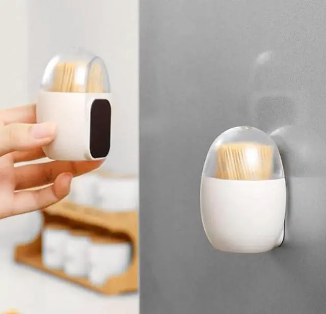 Main image of White Magnetic Toothpick Holder, Toothpick Storage Box Large Capacity Transparent Visible PP Toothpick Container for Appetizer, Olive, Barbecue, Fruit, Teeth Cleaning Toothpicks Toothpick Holders