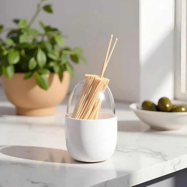 Alt view image 5 of 7 - White Magnetic Toothpick Holder, Toothpick Storage Box Large Capacity Transparent Visible PP Toothpick Container for Appetizer, Olive, Barbecue, Fruit, Teeth Cleaning Toothpicks Toothpick Holders