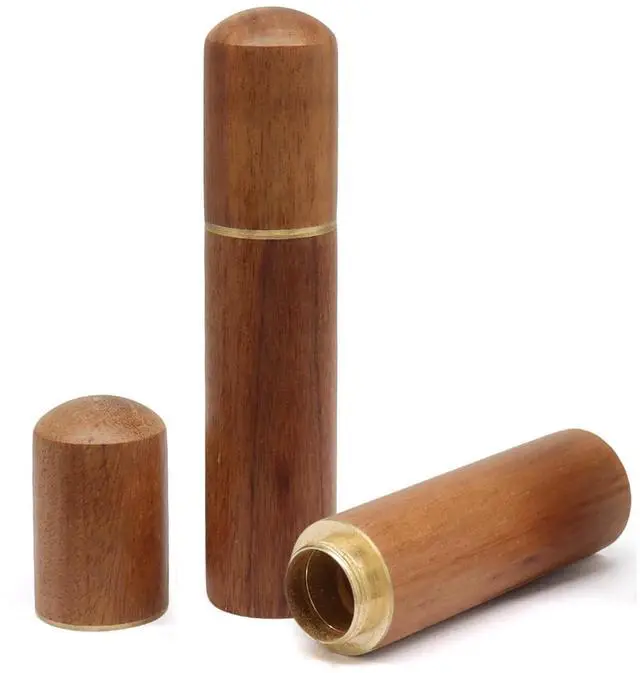Main image of 2 Pcs Wooden Toothpick Holder, Toothpick Case,Wood Color | Portable Mini Pocket Tooth Pick Dispenser Bucket, Wood Travel Tooth Pick Box, For Storage Small Items, Black & Red Wood