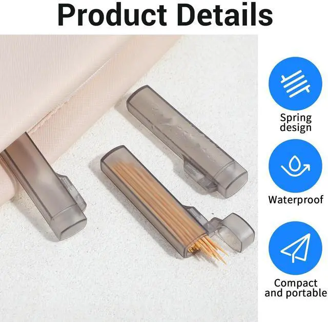 Alt view image 3 of 7 - 5Pcs Pocket Toothpick Holder, Toothpick Holder for Purse with Spring-Open Lid Design, Toothpick Holder Pocket Translucent Gray Case for Dental Floss Sticks and Small Essentials Storage