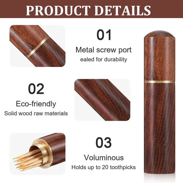 Alt view image 3 of 7 - 3 Pcs Wood Toothpick Case, Portable Travel Tooth Pick Carrying Case Mini Pocket Dispenser Carrying Storage Box for Toothpicks, Ear Picks, Cotton Swabs, Beads and Needles