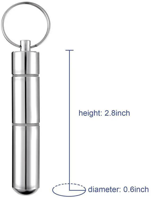 Alt view image 2 of 6 - Hotop Pocket Toothpick Holder Waterproof Aluminium Alloy Toothpick Box Metal Pill Case with Key Ring, 2.8 x 0.6 Inch