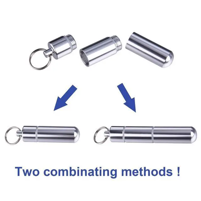 Alt view image 3 of 6 - Hotop Pocket Toothpick Holder Waterproof Aluminium Alloy Toothpick Box Metal Pill Case with Key Ring, 2.8 x 0.6 Inch