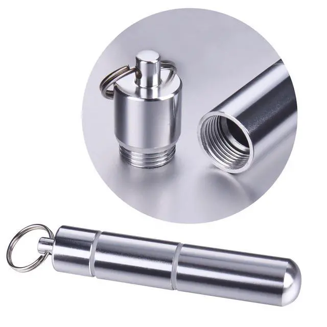 Alt view image 4 of 6 - Hotop Pocket Toothpick Holder Waterproof Aluminium Alloy Toothpick Box Metal Pill Case with Key Ring, 2.8 x 0.6 Inch