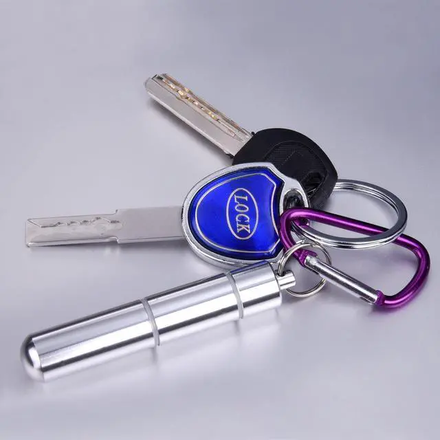 Alt view image 6 of 6 - Hotop Pocket Toothpick Holder Waterproof Aluminium Alloy Toothpick Box Metal Pill Case with Key Ring, 2.8 x 0.6 Inch