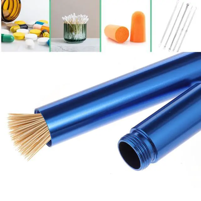 Alt view image 3 of 7 - Metal Portable Toothpick Holder Pocket Travel Toothpick Holder Case Aluminum Alloy Tooth Pick Holders Box Waterproof Toothpick Container with Keychain for Outdoor Picnic Camping Fruit Picks Pill
