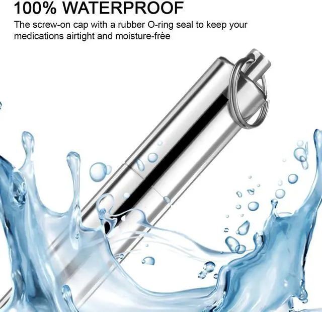 Alt view image 5 of 7 - Metal Portable Toothpick Holder Pocket Travel Toothpick Holder Case Aluminum Alloy Tooth Pick Holders Box Waterproof Toothpick Container with Keychain for Outdoor Picnic Camping Fruit Picks Pill