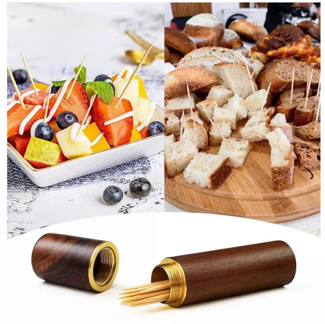 Alt view image 5 of 7 - 4 Pack Wooden Pocket Toothpick Holder | Portable Waterproof Pocket Box, Handmade Mini Container for Toothpicks, Needles, Pills, Beads, Ear Picks