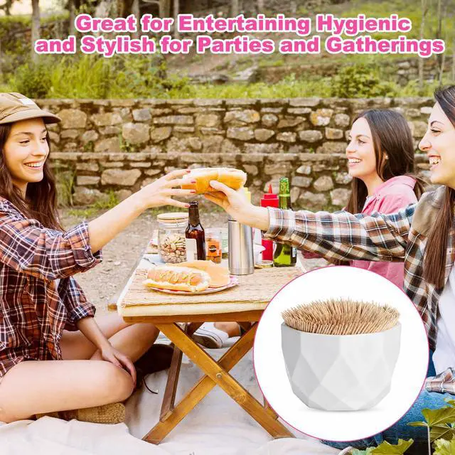 Alt view image 7 of 7 - 2 Pcs Toothpick Holder Dispenser Cocktail Pick Holder Decorative Toothpick Dish and Holders White Toothpicks Holders for Table Home Kitchen Restaurant Parties Wedding Get Together Elegant Home Decor